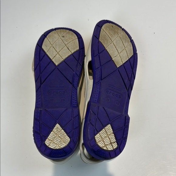 CROCS Cream and Purple Flats with Bow Accent - Picture 4 of 7